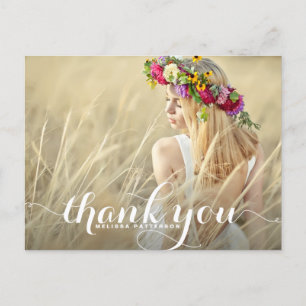 Whimsical Script Graduation Thank You Postcard