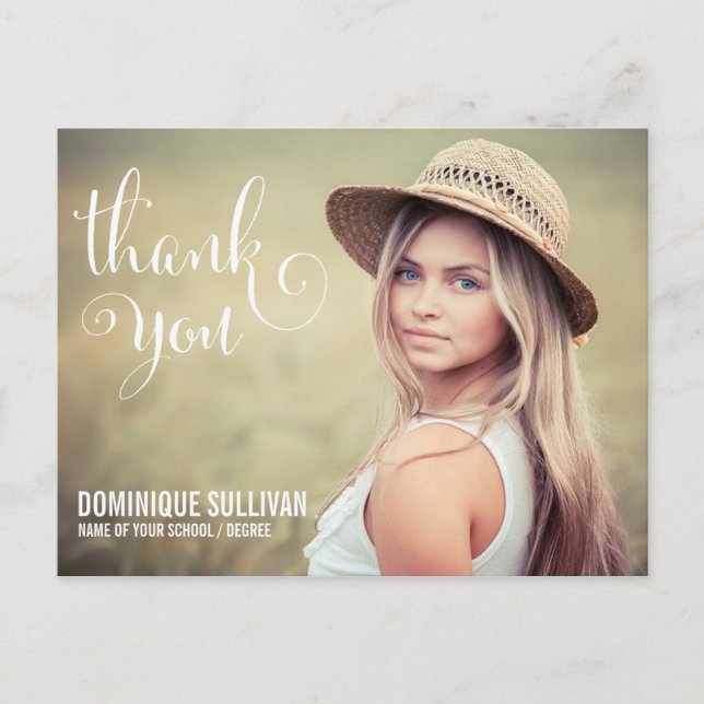WHIMSICAL SCRIPT | GRADUATION THANK YOU POSTCARD (Front)