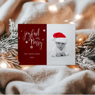 Whimsical Script Joyful And Merry Christmas Card