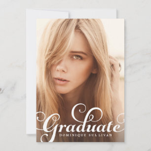 Whimsical Script Photo Graduation Invitation