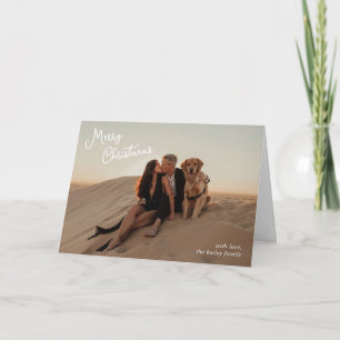 Whimsical Script Photo Modern Christmas Holiday Card