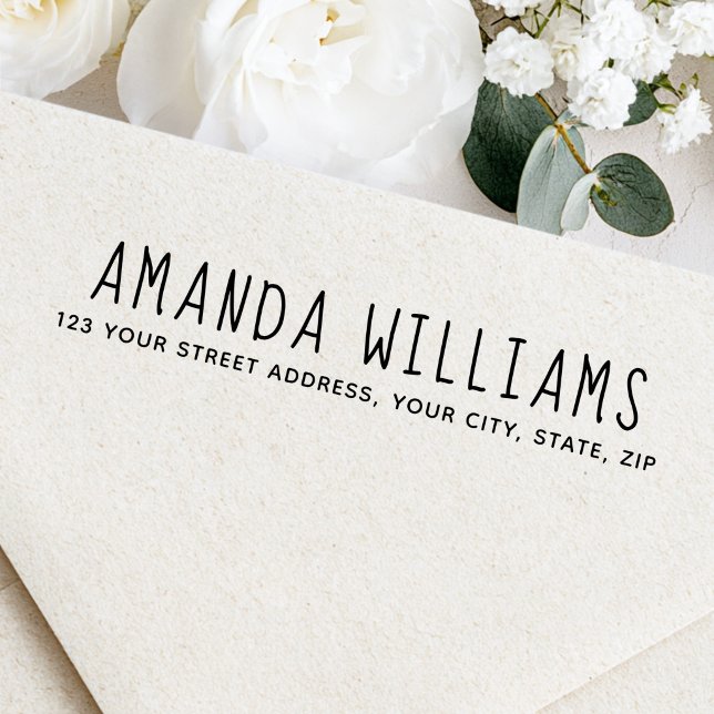 Whimsical script return address self-inking stamp (Whimsical script return address self-inking stamp)