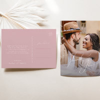 Whimsical Script | Rose Photo Wedding Thank You