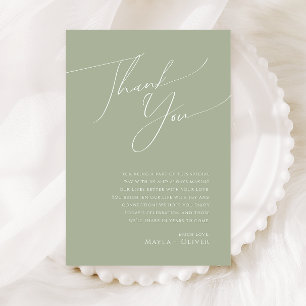 Whimsical Script Sage Green 5"x7" thank You Card