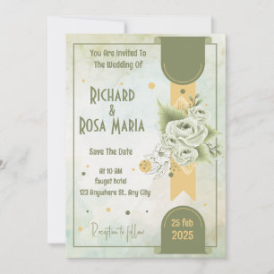 Whimsical Script   Sage Green Casual Wedding  Invitation