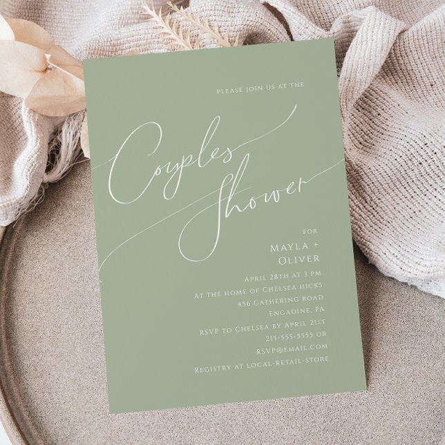 Whimsical Script | Sage Green Couples Shower Invitation (Creator Uploaded)