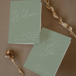 Whimsical Script | Sage Green Folded Wedding Program<br><div class="desc">Introducing our stunning whimsical script | sage green folded wedding program perfect for your simple modern boho spring celebration. Our elegant design includes a vibrant bright, pastel colour palette with a vintage chic calligraphy script. Whether you prefer a minimalist or classic style, our unique editable product offers luxury and elegance,...</div>