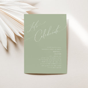 Whimsical Script   Sage Green Let's Celebrate Invitation