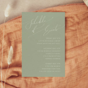 Whimsical Script   Sage Green Schedule of Events Enclosure Card