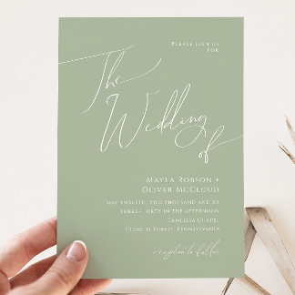 Whimsical Script | Sage Green The Wedding Of Invitation