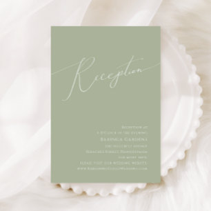  Whimsical Script   Sage Green Wedding Reception Enclosure Card