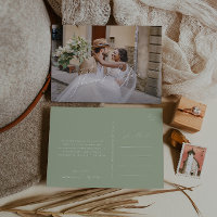 Whimsical Script | Sage Horizontal Photo Thank You