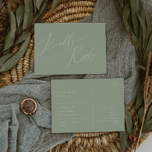 Whimsical Script   Sage Menu Choice RSVP Postcard