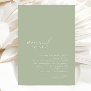 Whimsical Script   Sage Monogram Photo Wedding Invitation