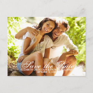 Whimsical Script Save The Date Photo Card Postcard