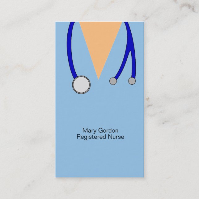 Whimsical Scrubs and Stethoscope Registered Nurse Business Card (Front)