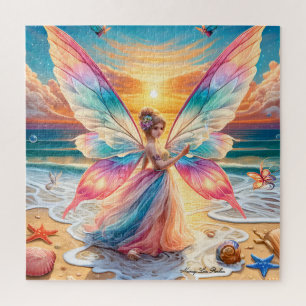 Whimsical Sea Fairy at Ocean Sunset Jigsaw Puzzle