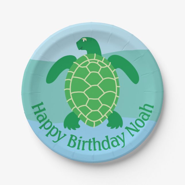 Whimsical Sea Turtle Paper Plates (Front)