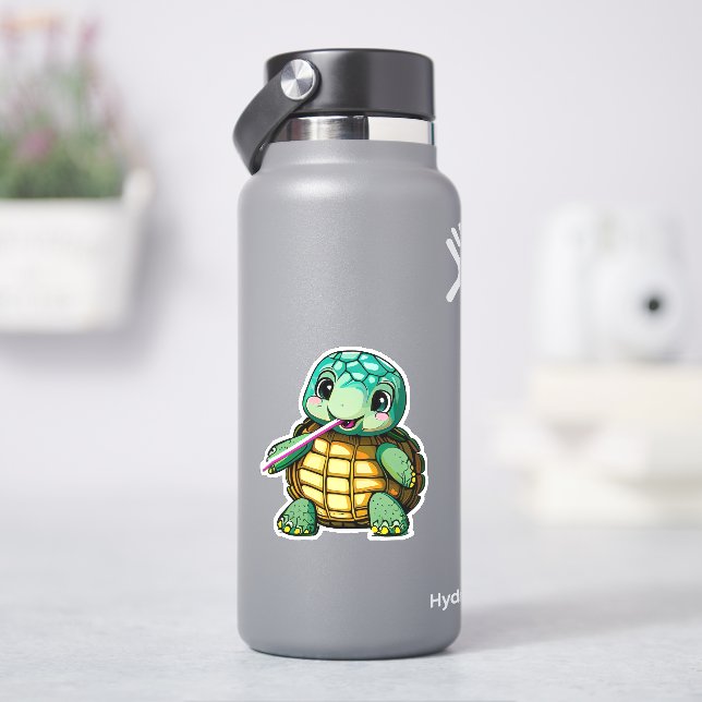 Whimsical sea turtle sticker for kids (HydroFlask)