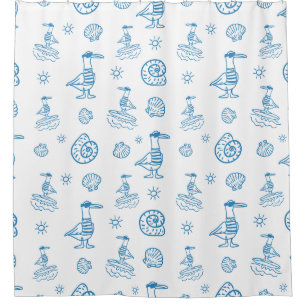 Whimsical Seagull Nautical Doodle Pattern