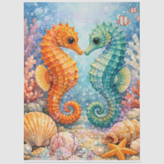 Whimsical Seahorse Coral Reef Tissue Paper