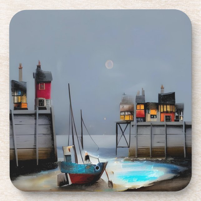 Whimsical seascapes 4 - hard plastic coaster (Front)