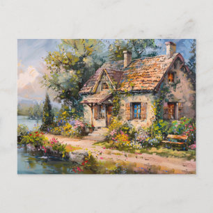 Whimsical Seaside Cottage Cottagecore Postcard