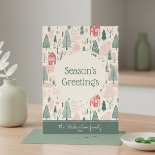 Whimsical Seasons Greetings Flat Holiday Card