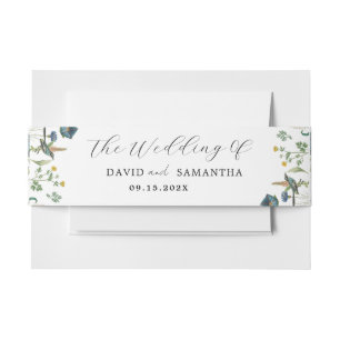 Whimsical Secret Garden Wildflowers Frame Invitation Belly Band
