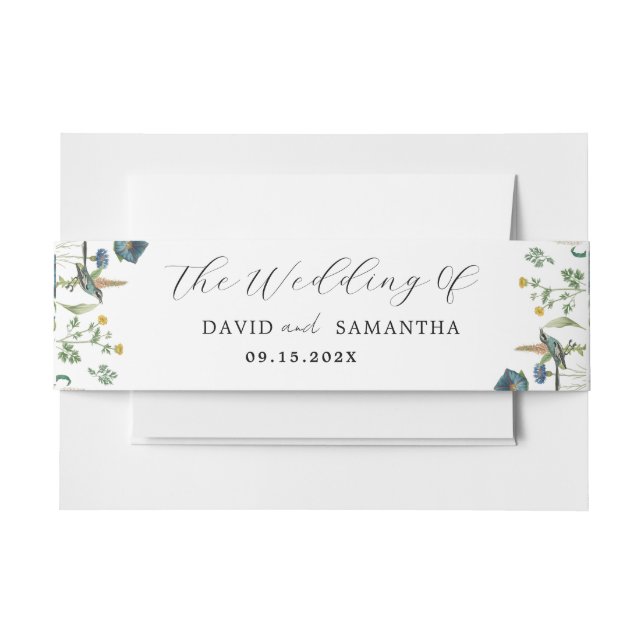 Whimsical Secret Garden Wildflowers Frame Invitation Belly Band (Front Example)