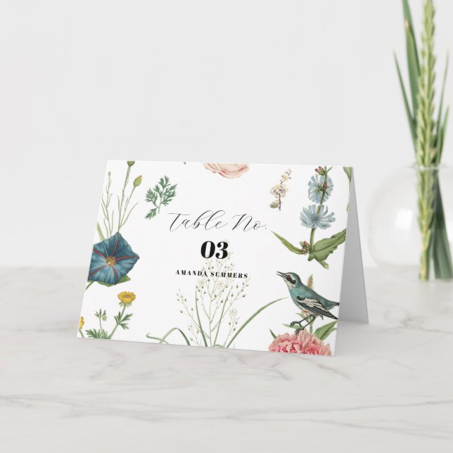 Whimsical Secret Garden Wildflowers Frame Thank You Card (Front)