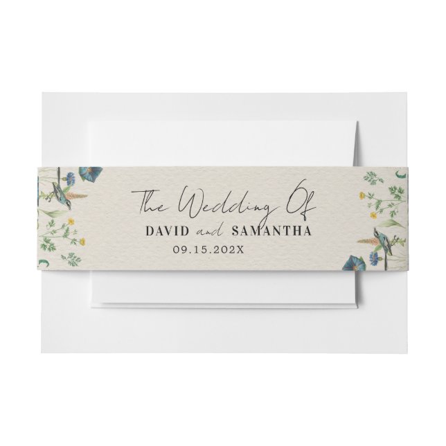 Whimsical Secret Garden Wildflowers Invitation Belly Band (Front Example)