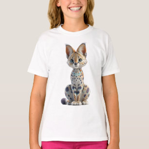 Whimsical Serval Spotted Jungle Kitten Kids T-Shirt