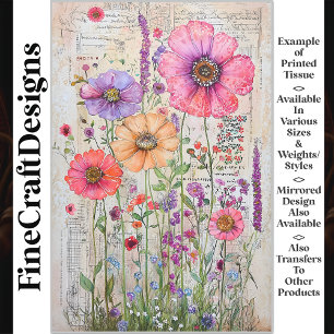 Whimsical Shabby Chic Wildflowers S8L Decoupage Tissue Paper