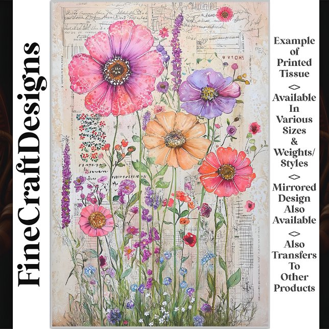 Whimsical Shabby Chic Wildflowers S8R Decoupage Tissue Paper (Creator Uploaded)