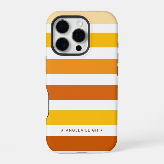 Whimsical Shades of  Orange Cabana Stripes iPhone Case (Back)