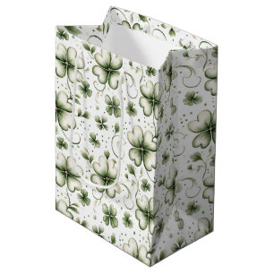 Whimsical Shamrock and Swirl Irish-Themed Medium Gift Bag