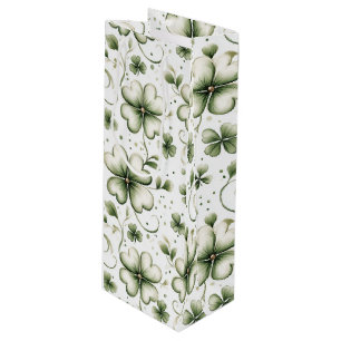 Whimsical Shamrock and Swirl Irish-Themed Wine Gift Bag