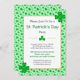 Whimsical Shamrocks St. Patrick's Day Party Invite