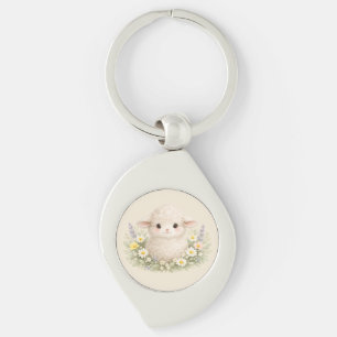 Whimsical Sheep and Wildflowers for a Charming Keychain