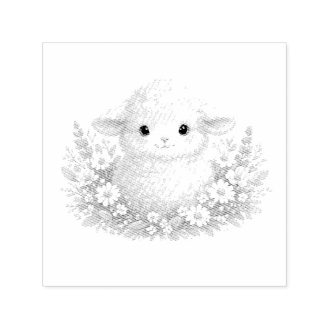 Whimsical Sheep and Wildflowers for a Charming Self-inking Stamp (Design)