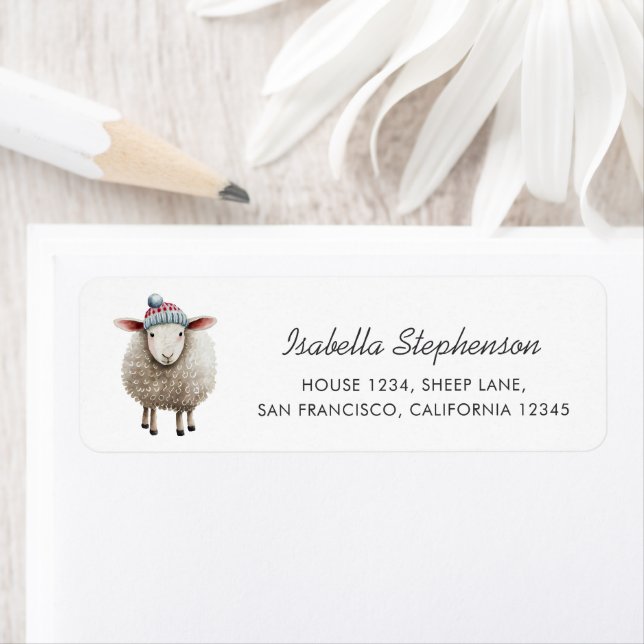 Whimsical Sheep Farm Animal Return Address (Insitu)