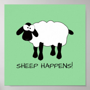 Whimsical Sheep "Sheep Happens" Print