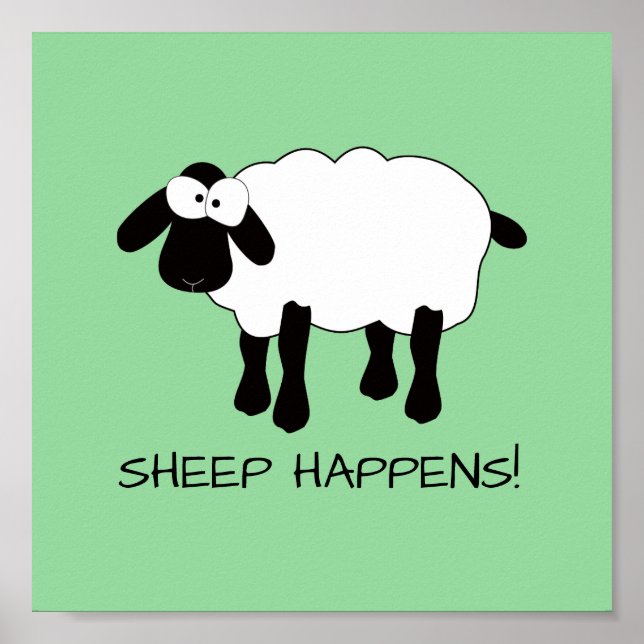 Whimsical Sheep "Sheep Happens" Print (Front)