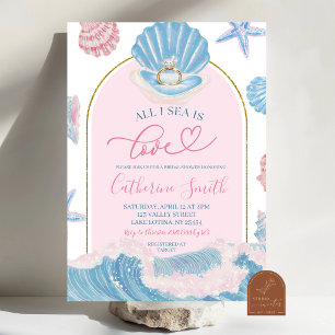 Whimsical Shell All I sea is love bridal shower Invitation
