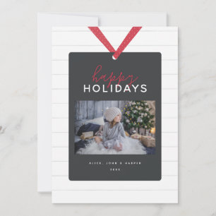 Whimsical Shiplap Custom Photo Ribbon Holiday Card