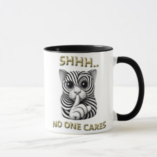 Whimsical Silence Zebra-Striped Cats Playful Gag Mug