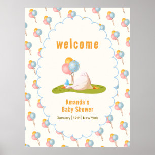 Whimsical Silly Goose Balloon Baby Shower Welcome Poster