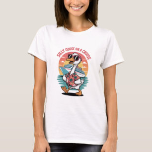 Whimsical Silly Goose On A Cruise Matching Group T-Shirt