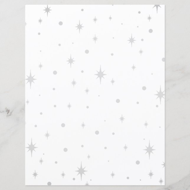 Whimsical Silver Star Junk Journal Paper  (Front)